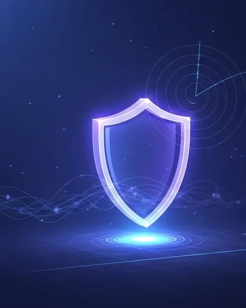 Tarcza ochronna symbolizująca cyberbezpieczeństwo